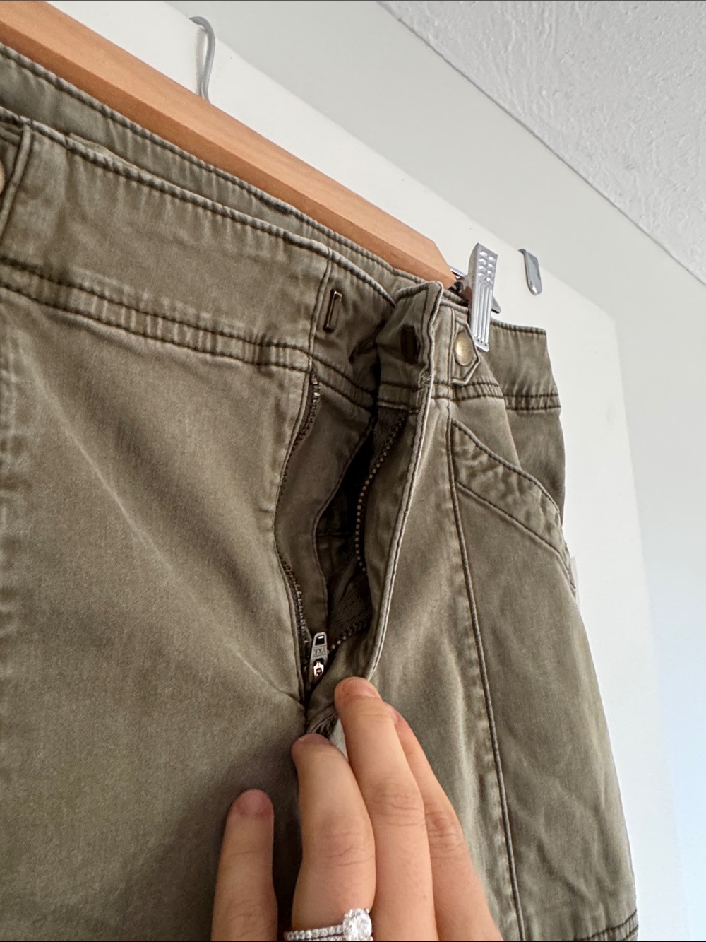 Pilcro Olive Green Wide-Leg Utility Jeans - Picture 3 of 7